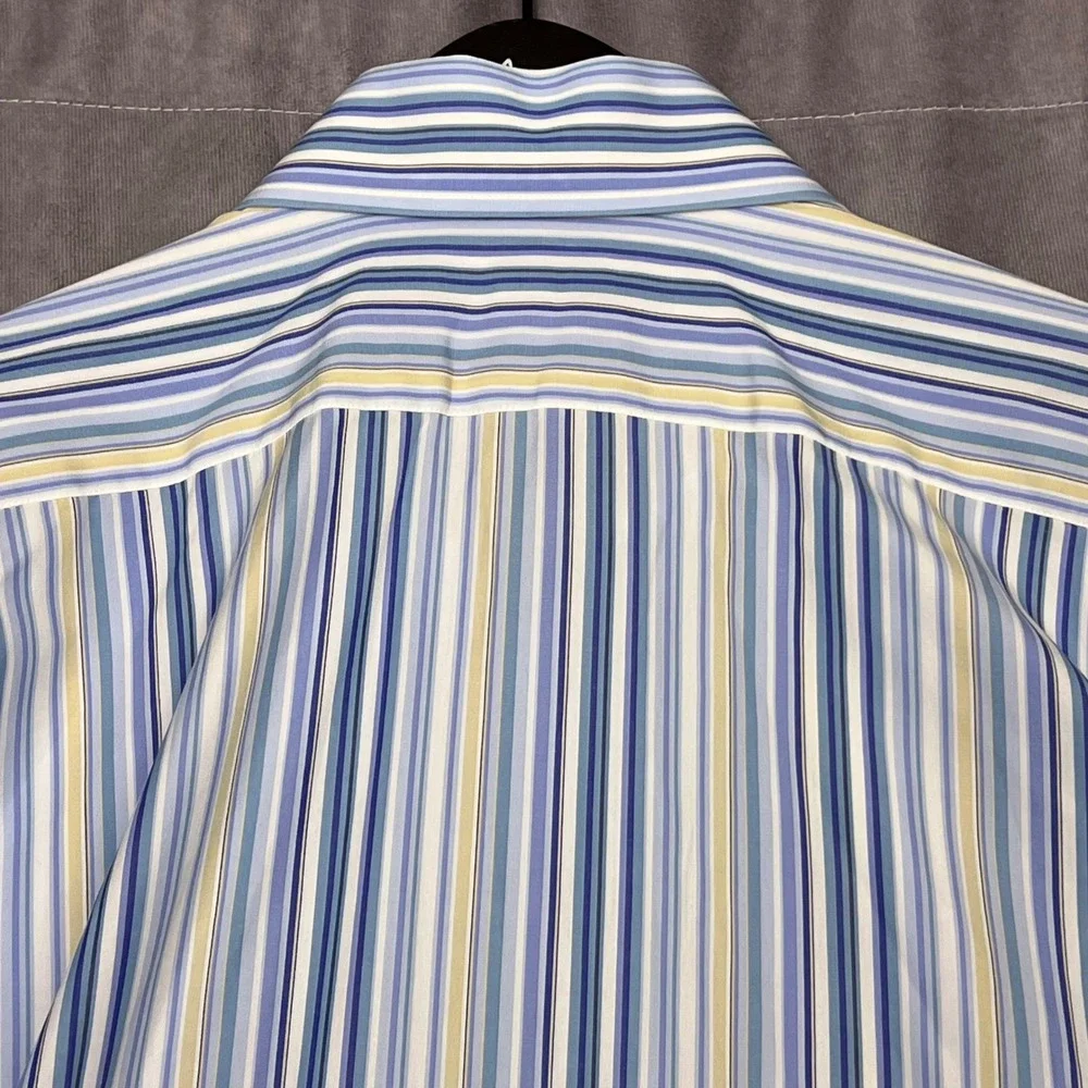 Banana Republic Button Down Shirt Mens XL Blue Yellow Striped Excellent Cotton